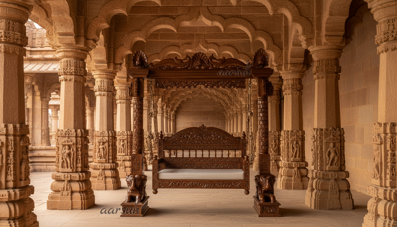 Soft Seat Sankheda Wooden Swing Design